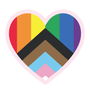 A small heart with a pale pink outline and the progress flag shown on the inside.